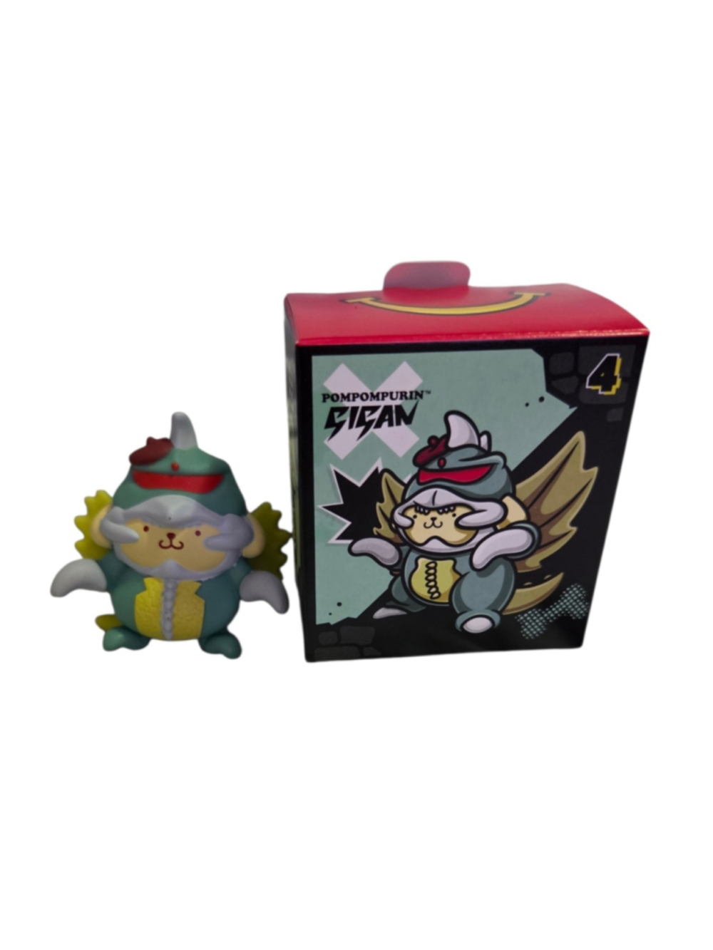 Sanrio x Godzilla Pompompurin Action Figure One Size Green Yellow